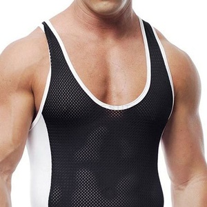 <b>Men's</b> Athletic Sports Wears <b>Bodysuit</b> Slim Fit Wrestling Singlets Active Base Layers Jumpsuit Mesh Breathable Sports Singlets - Product Image 5