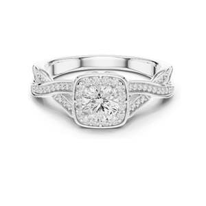 Bague de fiançailles halo avec diamant de laboratoire rond taille brillant de 0,78 carat, clarté VVS-VS EF, or 18 carats, 14 carats, 10 carats et argent 925, rose - Product Image 1
