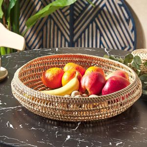 Hot New Natural Rattan <b>Storage</b> <b>Baskets</b> Handwoven Vietnamese Organizer for Fruits & <b>Vegetables</b> Minimal Style for Kitchen Home Use - Product Image 1
