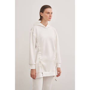 Sweat-shirt à capuche surdimensionné en tricot pour femme avec broderie de lettres - Sweat-shirt d'hiver respirant en soie - Product Image 3
