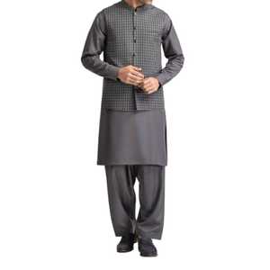 Nueva llegada de tamaño personalizado vestido paquistaní hombres Shalwar Kameez hombres ropa de manga larga Shalwar Kameez traje disponible para la venta - Product Image 1