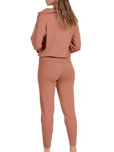 Nouveautés Survêtements pour femmes Survêtement respirant Ensemble deux pièces pour hommes Survêtement léger à capuche avec demi-fermeture éclair 100% coton 2026 - Product Image 4
