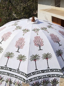 Paraguas con estampado de bloque de mano, decoración de Patio al aire libre, paraguas de playa bohemio, sombrilla grande hecha a mano india, sombrillas de jardín - Product Image 5