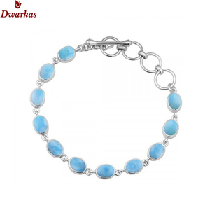Hot sale royal larimar gemstone <b>bracelet</b> 925 sterling <b>silver</b> jewelry women's fashionable jewelry gift - Product Image 3