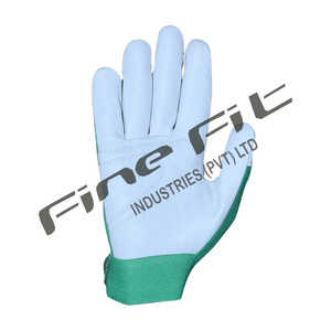 ถุงมือช่างหนังพร้อมนิ้วเสริมความแข็งแรงทนทานถุงมือผ้าฝ้ายระบายอากาศได้สำหรับทำงานมืออาชีพ - Product Image 2