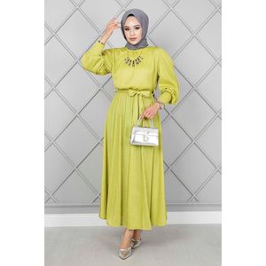 Vestido Hijab Cintura Elástica Aceite Verde - Product Image 3