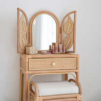 Coiffeuse simple en rotin designs uniques meilleur prix tables de toilette de maquillage naturel pour enfants dressing garde-robe