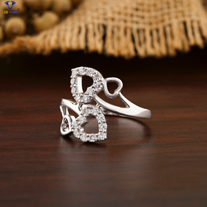 0.37 TDW Round Cut Diamond Ring 18K White Gold Non Certified Diamond Cvd/Hpht Diamond <b>Jewelry</b> - Product Image 2