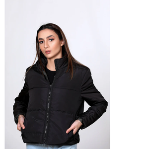 2025 Mùa Đông Quần Áo Của Phụ Nữ Đứng Cổ Áo Crop Pu Bong Bóng Nóc Xuống Áo Khoác Phụ Nữ Phụ Nữ Mùa Đông Cho Tùy Chỉnh - Product Image 3