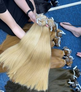 ผมต่อแบบ Remy สำหรับต่อ100% ผมดิบสีบลอนด์ผมตรงขอบชิดหนังสไตล์ธรรมชาติ - Product Image 5