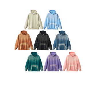 2025 Calidad Venta de fábrica 380gsm Fleece Hoodie Multicolor Venta al por mayor Acid Wash Hoodie Green Stringless Acid Wash Hoodie - Product Image 5