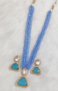 Conjunto de Collar de Latón y Piedra Doble de Moissanita para Mujer, Estilo Casual, Complementa Tanto la Ropa Étnica como la Occidental - Product Image 2