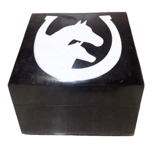Decorative Wood Resin Customised Logo Box Hub Black Resin With Decorative Design Decorative Boxes With Hinged Lid 6x6x6 Box - Product Image 1