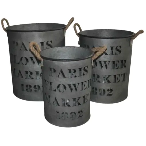 High Selling Garden Decor Metal Planter Pots Customized Design Galvanized Zinc Pots Flower Pots For Outdoor Indoor