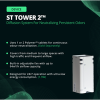 Dispositivo Profesional de Neutralización de Olores ST Tower 2 para Tabletas Sólidas de Polímero, HVAC y Uso Profesional