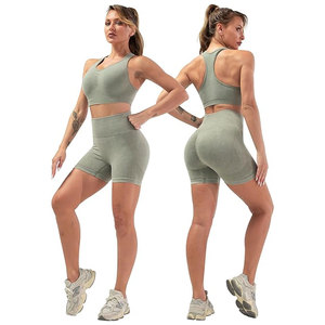 Yoga Set for Women's premium quality Gym Wear 2 Piece Bra and <b>Short</b> Set Plain Workout Set for Women - Product Image 6