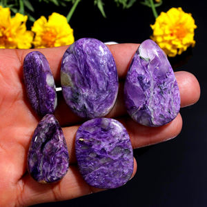 Charoite violette naturelle pierre précieuse russe Cabochon cristal de Charoite pierre en vrac les deux côtés polonais à la main énergie guérison cristal Lot - Product Image 4