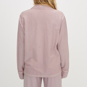 bamboo <strong>cotton</strong> women's pyjama button-down sleep shirt and pant set organic jersey Women Lounge <strong>Wear</strong> striped womens sleepwear - Product Image 3