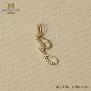 Pave Diamond Initial J Pendentif 14k Breloques en or massif pour bijoux Cadeaux d'anniversaire Alphabets, lettres - Product Image 4