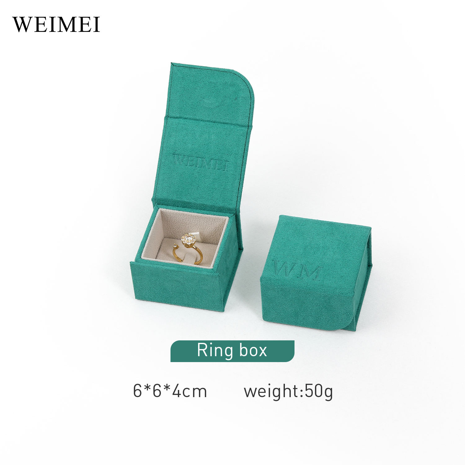 Boîte de bague verte