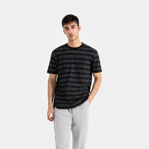 Camiseta de manga corta con estampado de rayas de algodón puro 100% para todas las estaciones para hombre, Camisetas básicas informales de gran tamaño con cuello redondo - Product Image 4