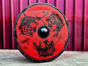 Bouclier Ouroboros Viking authentique fabriqué à la main décoration murale nordique battleworn et accessoire Cosplay respectueux de l'environnement - Product Image 6