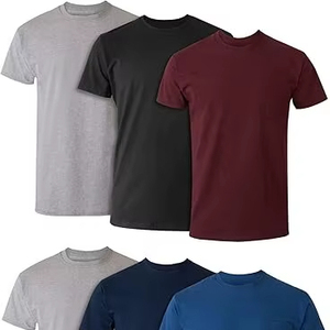 เสื้อยืดคอวีผู้ชายผ้าถักเนื้อฝ้าย 100% ระบายอากาศได้ดี ตัดเย็บแบบปกติ แต่งขอบตัดสี รับผลิตตามแบบ OEM พร้อมสกรีนโลโก้ จัดจำหน่ายโดยโรงงาน - Product Image 1