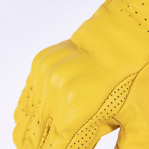 Gants d'équitation jaunes de protection professionnelle en cuir respirant pour motards avec écran tactile Design complet des doigts pour hommes - Product Image 4