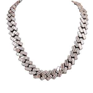 Baguette Cut Moissanite Diamond Cadena de eslabones cubanos Regalo de aniversario para hombres 14mm Iced Out Jewelry 925 Sterling Silver - Product Image 3