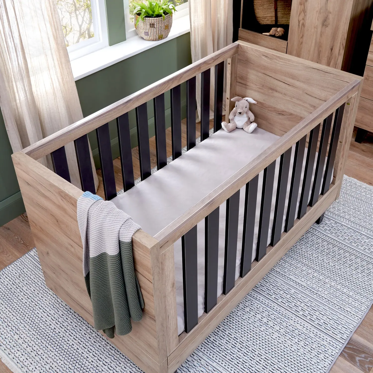 Móveis para berço de bebê, conjunto de madeira de mogno maciça para quarto de bebê e cama de solteiro para crianças, Josette