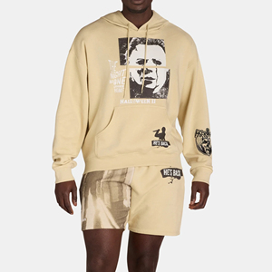 Sudadera con capucha de felpa francesa de algodón 100% para hombre, sudadera gruesa con estampado pesado y hombros caídos, logotipo personalizado de temporada de otoño - Product Image 2