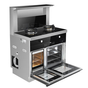 Ensemble cuisinière et hotte intégrés pour cuisson vapeur et rôtissage domestique, compatible gaz naturel et gaz liquéfié, cuisinière intégrée à aspiration descendante, prêt à être expédié - Product Image 1