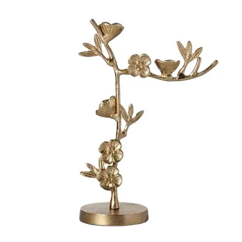 Stylish Flower Jewelry Stand for Wedding Party Hanging Jewelry ring Trays decor Stand Golden Finished Modern design Metal Stands