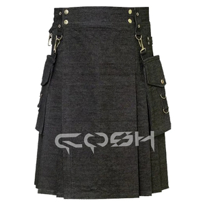 Kilt táctico utilitario para hombre de mezclilla resistente con bolsillos de carga para el trabajo y el uso diario al aire libre - Product Image 1