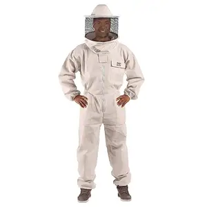 棉养蜂人套装，带圆形面纱，6xl，天然白色1套养蜂服专业养蜂人透气衣服