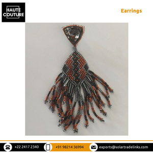 Los mejores pendientes de borla largos con cuentas de diseño azteca tribal mexicano bordados a mano a precio directo de fábrica - Product Image 2