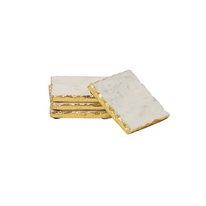 Wholesale <b>White</b> Gold luxury Square Stone <b>Coasters</b> Pads & Mats Home Decoration Accessories - Product Image 4
