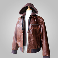 Blouson Moto Classique Homme 2025 en Cuir de Vachette Marron avec Capuche – Tendance Hiver, Imperméable, Respirant et Chauffant pour Adultes