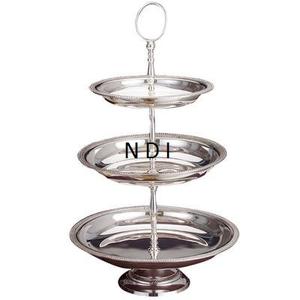 Copper Plated Finishing Aluminium Metal <b>Cake</b> Serving <b>Stand</b> <b>Christmas</b> And Event Party Usage 3 Tier <b>Cake</b> Server <b>Stand</b> - Product Image 2