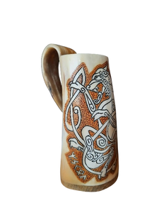 ทำด้วยมือ Fenrir Wolf tankard ไวกิ้งสไตล์ศาสนาปลดปล่อยพลังของ Ragnarok แตรธรรมชาติที่ทำด้วยมือโดยหมาป่าในตำนาน - Product Image 4