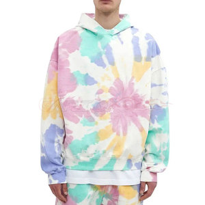 ผู้ชายวางไหล่ขนาดใหญ่หลายสีมัดย้อมผ้าฝ้ายเทอร์รี่ฝรั่งเศสทําเองเสื้อกันหนาวหมวกผู้ชายสําหรับขาย - Product Image 1