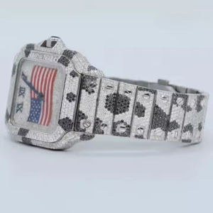 Montre personnalisée Moissanite Montre fabriquée en diamant Montre en diamant de style Hip Hop pour hommes Carrée - Product Image 3