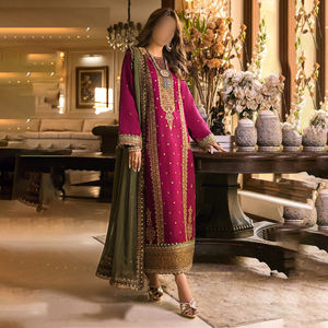 Vestidos de novia 2024 paquistaníes por diseñadores paquistaníes Colección de gasa Trajes de 3 piezas Vestido de fiesta más vendido - Product Image 5