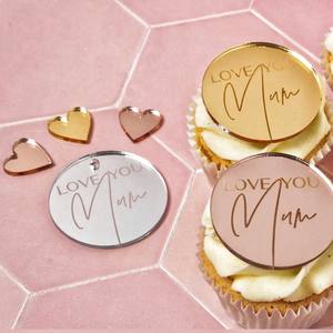 Adorno de Pastel de Acrílico con Espejo Redondo Dorado Láser para Cumpleaños, Baby Shower, Decoración de Postres - Product Image 6