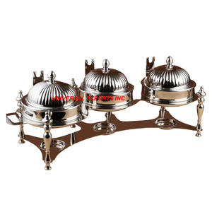 Réchauffeur d'aliments en acier inoxydable au laser Casserole de table au fini or Hot Selling Fancy Metal Hotpot - Product Image 3