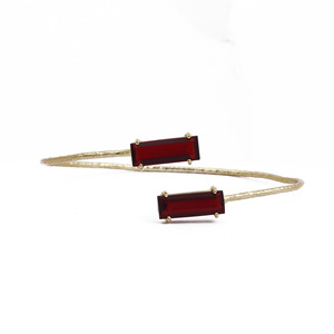 Garnet Hydro Quartz Prong Set Gold Plated Double Gemstone Baguette Shape <b>Bangles</b> Bracelets Fashionable Gemstone <b>Bangle</b> Bracelets - Product Image 1