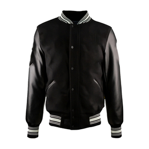 แจ็คเก็ตหนังแท้แบบวาร์ซิตี้ ผลิตจากโรงงาน ขายส่ง รับผลิตตามแบบ OEM ระบายอากาศ กันลม คุณภาพสูง สำหรับผู้ชาย ปักลายด้านหน้า - Product Image 1