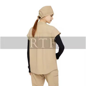 2025 mujeres elegante sólido simulado abrigo lateral lazo enfermería Scrub Tops cómodo algodón Hospital uniforme con hombro cómodo - Product Image 5