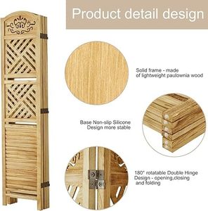 Divisor de Habitaciones de Madera Natural con Estantes, Biombo Plegable de 4 Paneles para Privacidad en el Hogar, Oficina y Estudio - Product Image 4