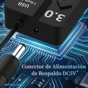 Hub USB 3.0 a 7 Porte con Interruttori Individuali, Velocità 5Gbps, Adattatore con Interfaccia SD per Trasferimento Dati e Ricarica del Computer - Product Image 4